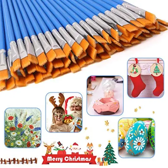 30-Piece Flat Paint Brush Set Small Brushes Bulk for Detail Painting {1}