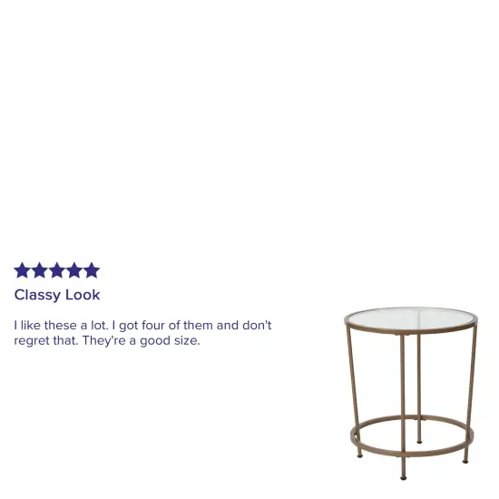 Merrick Lane Newbury End Table with Round Frame and Vertical Legs Clear/Matte Black {10}