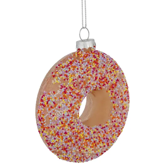 Northlight 4.75" Pink Frosted Doughnut Glass Christmas Ornament {5}
