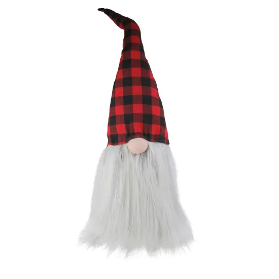 Northlight Buffalo Plaid Christmas Gnome Head Figure - 28" - Red and Black {1}