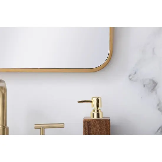 Soft corner metal rectangular mirror 22x30 inch in Brass {4}