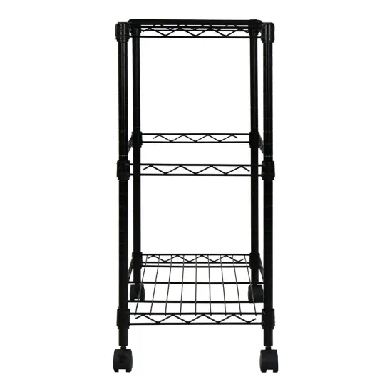 Oceanstar Portable 2-Tier Metal Rolling File Cart Black {6}