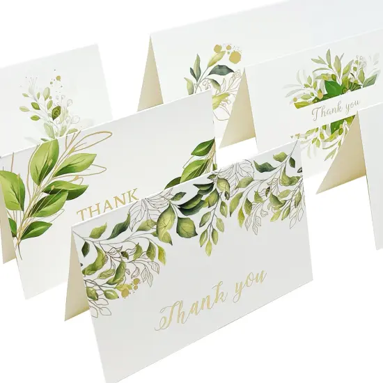 Wrapables Blank Thank You Cards with Envelopes for Weddings, Bridal Showers, Baby Showers (Set of 4) (of 4) Elegant Sprig {4}