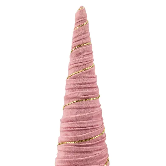 Northlight Twisted Cone Tree with Shiny Garland Christmas Decoration - 15.25" - Pink {5}
