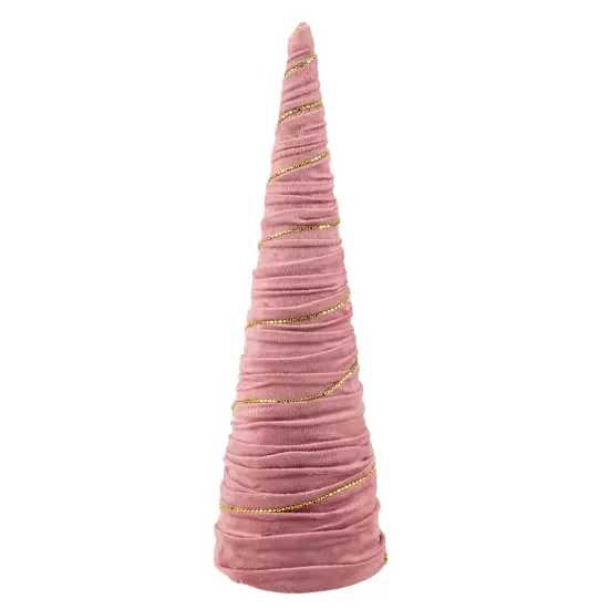 Northlight Twisted Cone Tree with Shiny Garland Christmas Decoration - 15.25" - Pink {1}