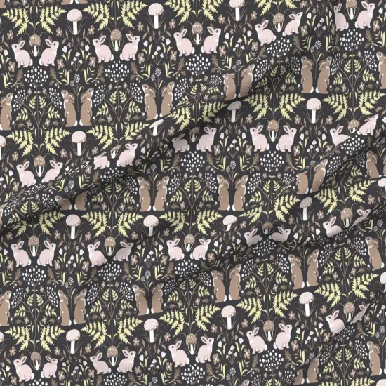 Various Fabrics by the Yard or Fat Quarter Brown Damask Modern Art Nouveau Nature Forest Rabbit Hare Mushroom Floral Botanical Woods Woodland Large Scale Custom Printed Fabric by Spoonflower {6}