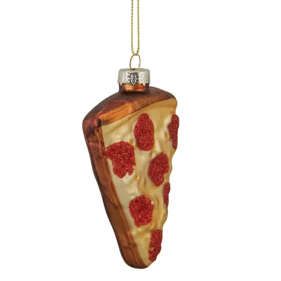 Northlight 4" Pepperoni Pizza Slice Glass Christmas Ornament Yellow {4}