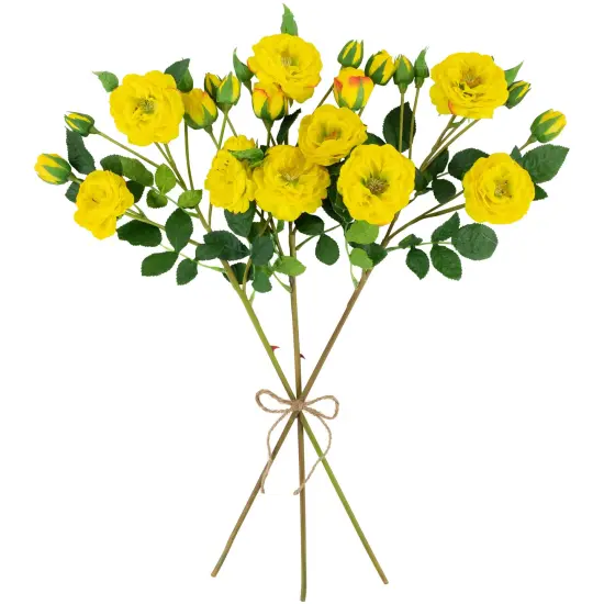 Northlight Real Touch&trade; Yellow Artificial Camellia Rose Floral Sprays, Set of 6 - 23" {6}