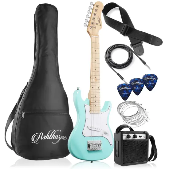 Ashthorpe 30-inch Beginner Electric Guitar Kit with Amplifier, Basic Starter Package w/ Gig Bag, Strings, Strap, Picks {1}