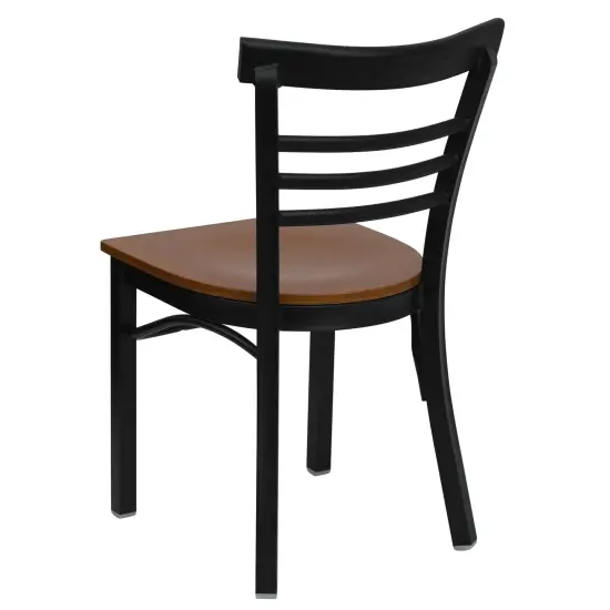 Emma and Oliver Three-Slat Ladder Back Metal Restaurant Dining Chair Cherry/BlackMetal {3}