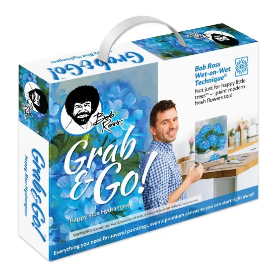 Bob Ross Grab & Go Floral Painting Kit-Happy Blue Hydrangeas {1}