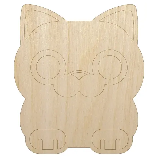 Round Cat Sitting Unfinished Wood Shape Piece Cutout for DIY Craft Projects {7}