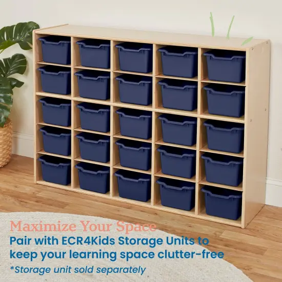 Scoop Front Storage Bins, Multipurpose Organization, 25-Pack Navy {5}