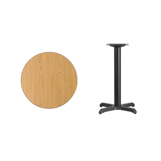Emma and Oliver 24" Round Laminate Table Top with 22"x22" Table Height Base Natural {3}