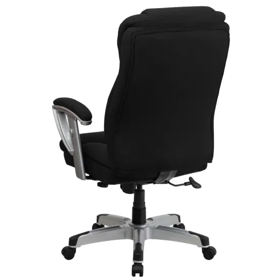 Emma and Oliver 400 lb. Big & Tall High Back Ergonomic Office Chair, Silver Adjustable Arms Black LeatherSoft {9}