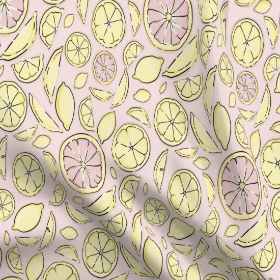 Various Fabrics by the Yard or Fat Quarter Citrus Pink Yellow Lemon Grapefruit Line Art Medium Scale Custom Printed Fabric by Spoonflower {5}