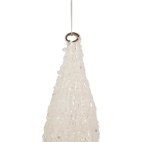 Northlight 9.5" White Beaded Glitter Finial Glass Christmas Ornament {4}