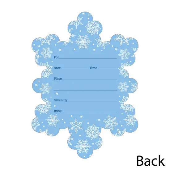 Big Dot of Happiness Blue Snowflakes - Shaped Fill-In Invitations - Winter Holiday Party Invitation Cards with Envelopes - Set of 12 {6}