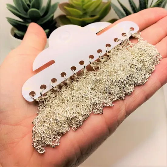 12 or 72 Pieces: 18" Silver Plated Textured Pre-Made Necklace Chains {5}