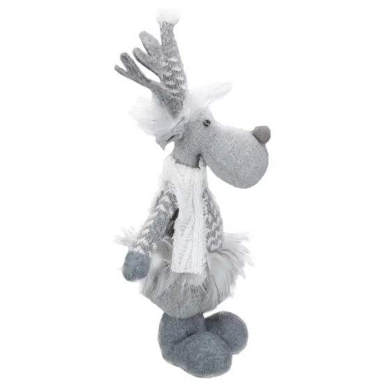Northlight Standing Moose with Faux Fur Christmas Figure - 12" - Gray and White {5}