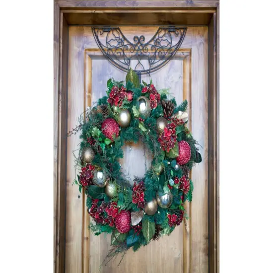 Tree Keeper 24" Brown Holly Berry Adjustable Christmas Wreath Hanger {3}