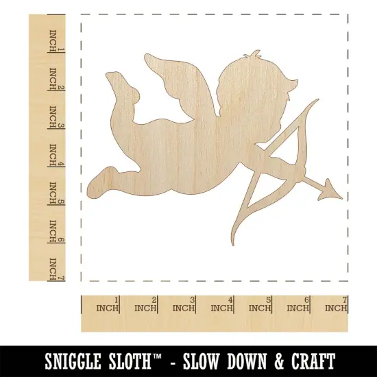 Cupid with Arrow Hearts Valentine's Day Silhouette Unfinished Wood Shape Piece Cutout for DIY Craft Projects {1}