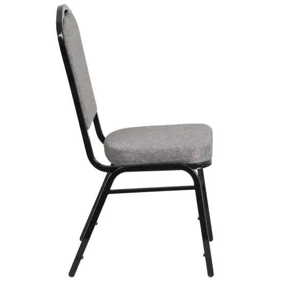 Emma and Oliver Crown Back Stacking Banquet Dining Chair GrayFabric/Black {5}