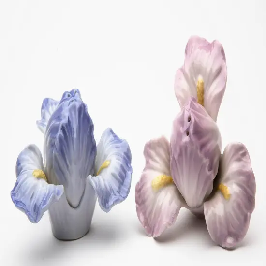 Ceramic Iris Lilac Flower Salt & Pepper Shakers, Home D&eacute;cor, Gift for Her, Gift for Mom, Kitchen D&eacute;cor, Wedding Decor {3}