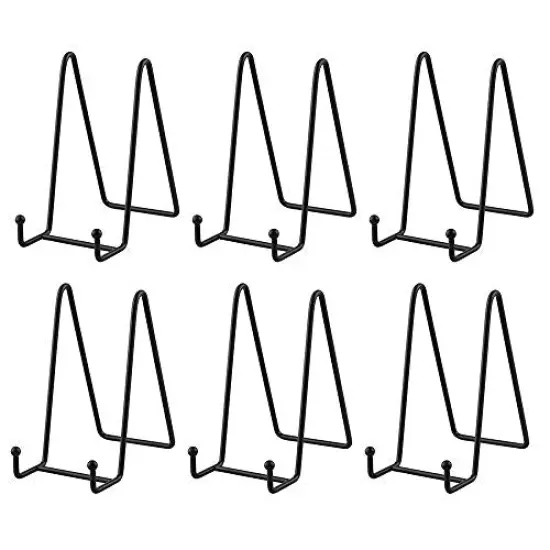 Plate Stands for Display - Iron Easel Stand Plate Holder Display Stand Picture Frame Stand for Pictures | Photo|Decorative Plate |Dish | Tabletop Art - 6 inch-Black(6 Pack) {1}