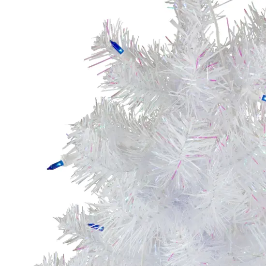 Northlight 3' Pre-Lit White Pine Slim Artificial Christmas Tree - Blue Lights {5}