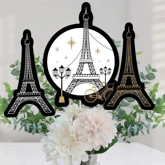 Big Dot of Happiness Stars Over Paris - Parisian Themed Party Centerpiece Sticks - Table Toppers - Set of 15 {1}
