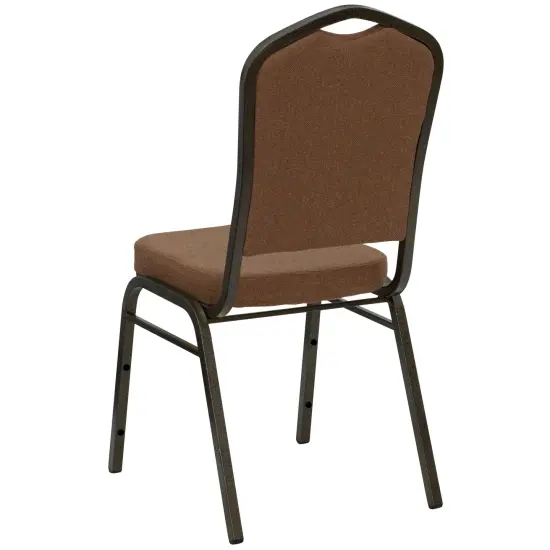 Emma and Oliver Crown Back Stacking Banquet Dining Chair CoffeeFab/GoldVein {4}