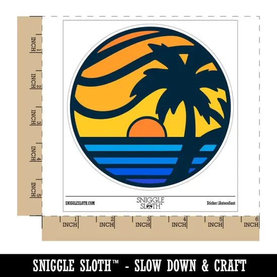 Beach Sunset Scene Tropical Ocean Waterproof Vinyl Phone Tablet Laptop Water Bottle Sticker Set - 5 Pack {1}