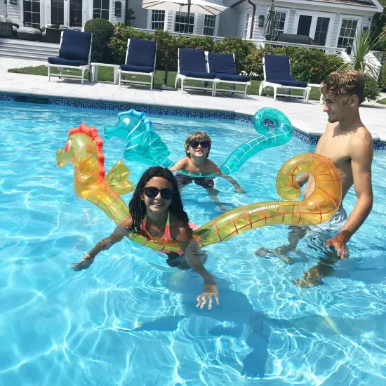 Swimline Set of 2 Blue and Yellow Inflatable Seahorse Swimming Pool Doodles 72" {4}