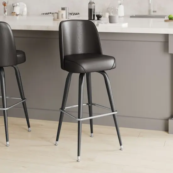 Emma and Oliver Metal Barstool with Swivel Bucket Seat Green {7}