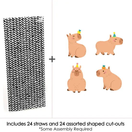 Big Dot of Happiness Capy Birthday - Paper Straw Decor - Capybara Party Striped Decorative Straws - Set of 24 {4}