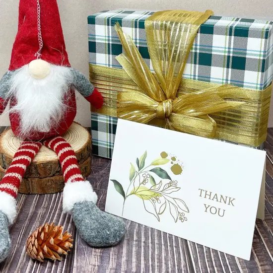 Wrapables Blank Thank You Cards with Envelopes for Weddings, Bridal Showers, Baby Showers (Set of 4) (of 4) Elegant Sprig {6}