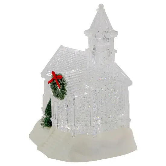 Northlight LED Lighted Icy Crystal Glitter Snow Globe Christmas House - 9" Clear {6}
