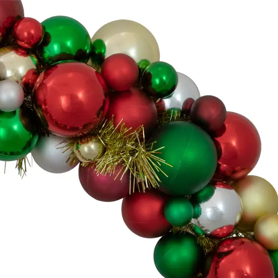 Northlight Traditional 2-Finish Shatterproof Ball Christmas Wreath - 36" - Multicolor - Unlit Silver {5}