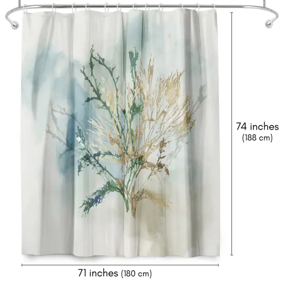 Americanflat 71" x 74" Shower Curtain, Green Coral II by PI Creative Art {2}