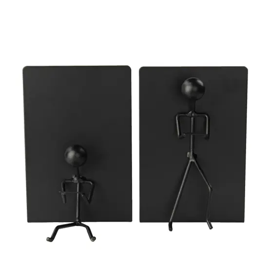 7Penn Black Stick Figure Metal Bookends - 2pc Decorative Book Ends for Shelves {6}