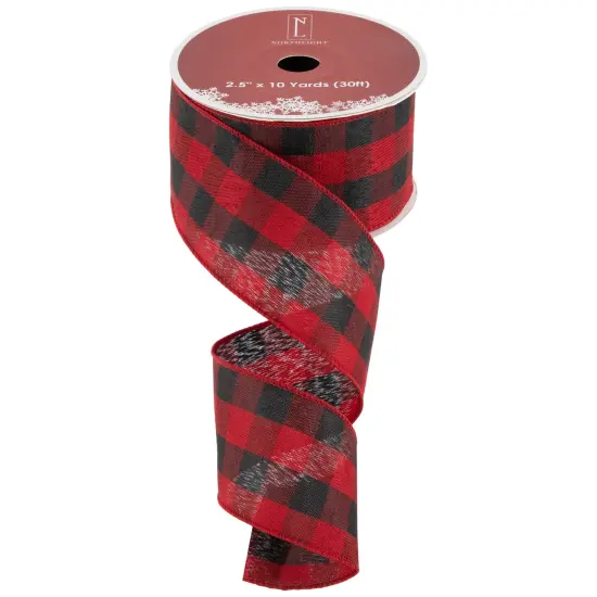 Northlight Black and Red Check Plaid Wired Craft Christmas Ribbon 2.5" x 10 Yards {7}
