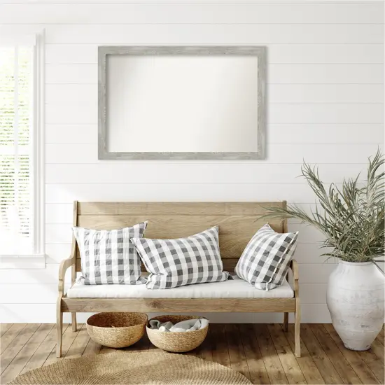 Dove Greywash Narrow Non-Beveled Custom Framed Bathroom Vanity Wall Mirror {5}