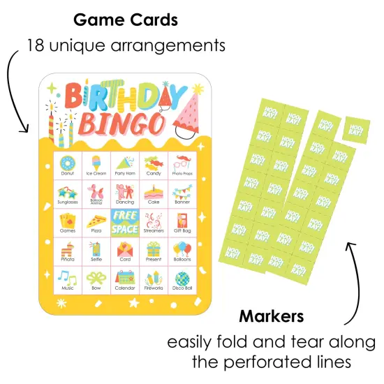 Big Dot of Happiness Party Time - Picture Bingo Cards and Markers - Happy Birthday Party Bingo Game - Set of 18 {5}