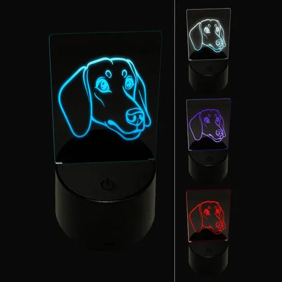 Dachshund Dog Head 3D Illusion LED Night Light Sign Nightstand Desk Lamp {1}
