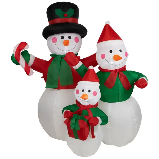 Northlight Inflatable Lighted Snowman Family Christmas Yard Art Decoration - 4' White {1}