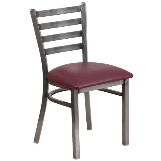 Emma and Oliver Clear Coated Ladder Back Metal Restaurant Dining Chair BurgVYL/ClearCoated {1}