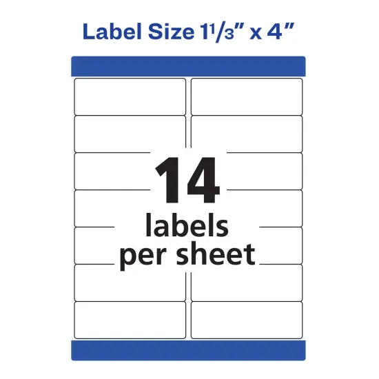Avery Waterproof Address Labels with Ultrahold Permanent Adhesive, 1-1/3" x 4", 700 Labels for Laser Printers (5522) {6}