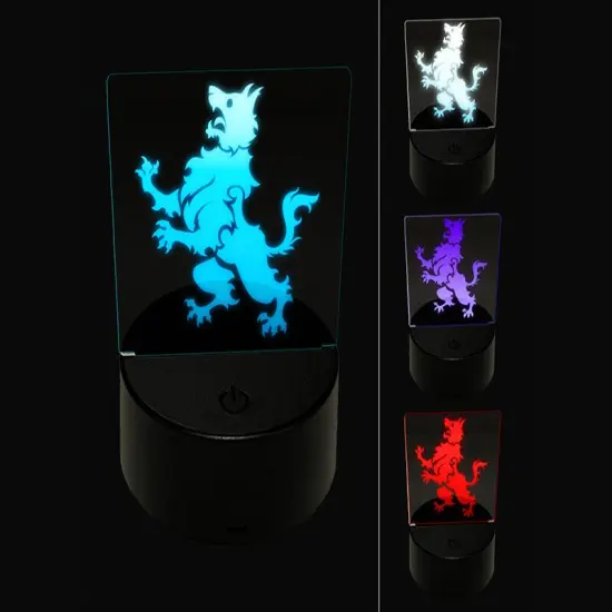 Heraldic Wolf 3D Illusion LED Night Light Sign Nightstand Desk Lamp {1}