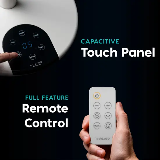 IRIS USA WOOZOO Pedestal Standing Oscillating Vortex Fan with Remote and Timer Function, Height Adjustable, Speed Settings, Air Circulator, White {3}